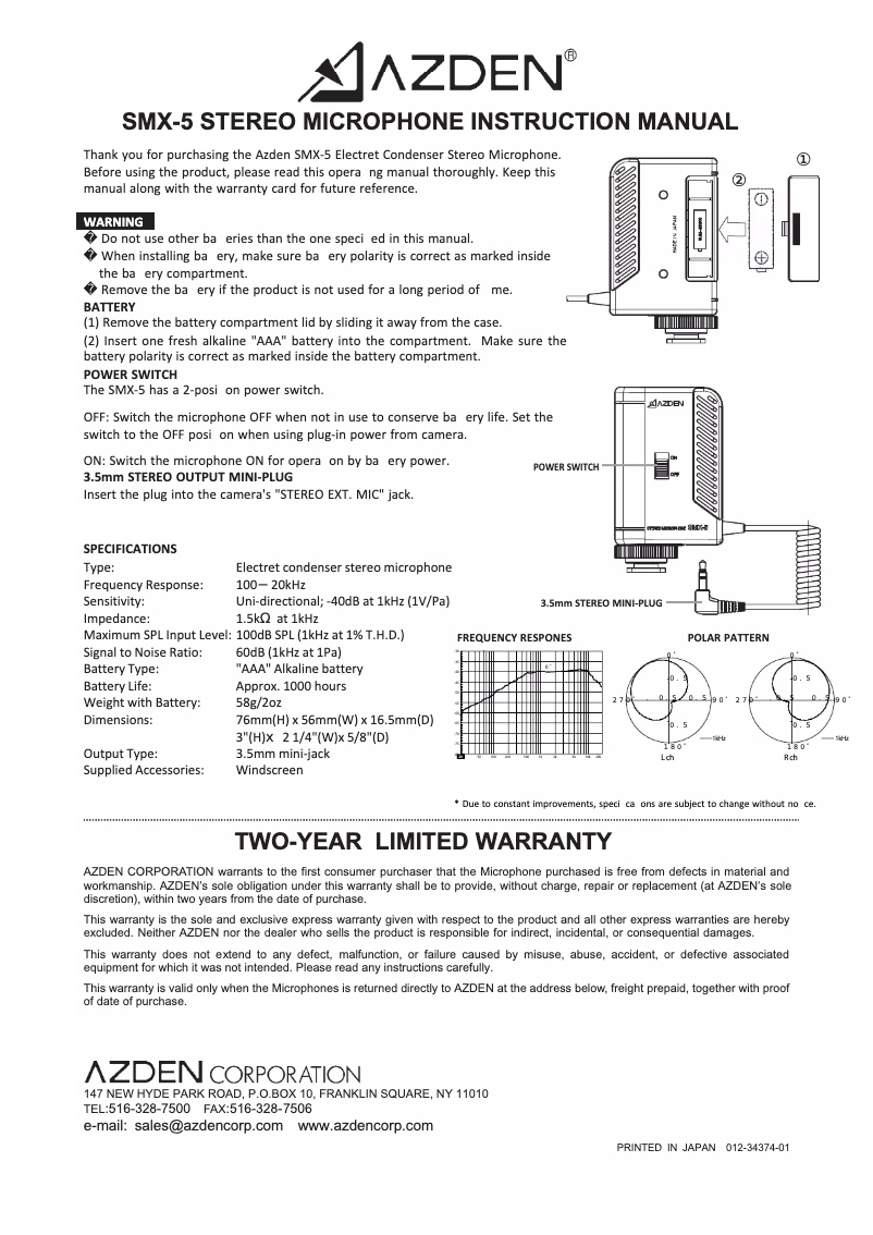 Página 1 del manual Manual de usuario Azden SMX-5