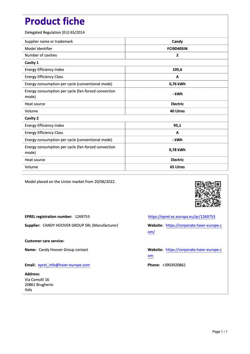 Imagen de la primera página del manual del dispositivo FCI9D405IN