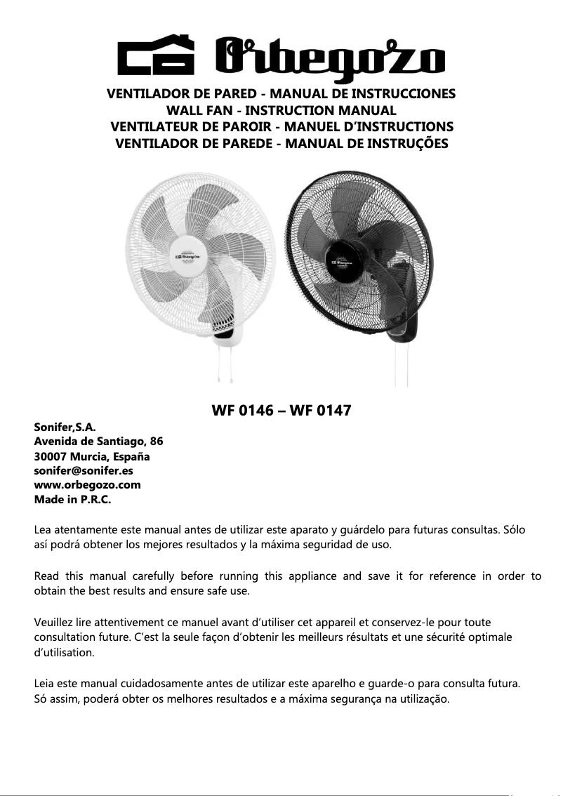 Imagen de la primera página del manual del dispositivo WF 0146