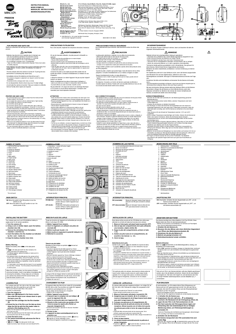 Imagen de la primera página del manual del dispositivo Freedom Action Zoom 60