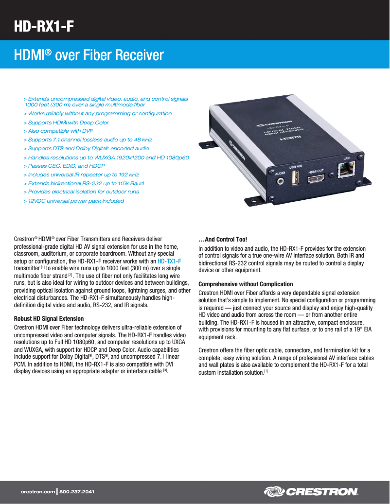 Imagen de la primera página del manual del dispositivo HD-RX1-F