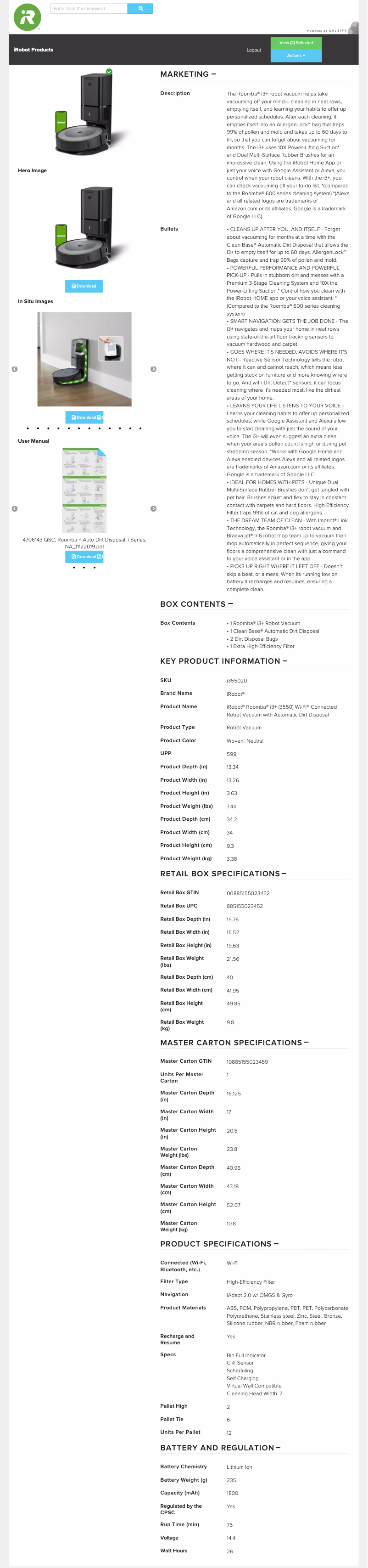 Imagen de la primera página del manual del dispositivo Roomba i3+