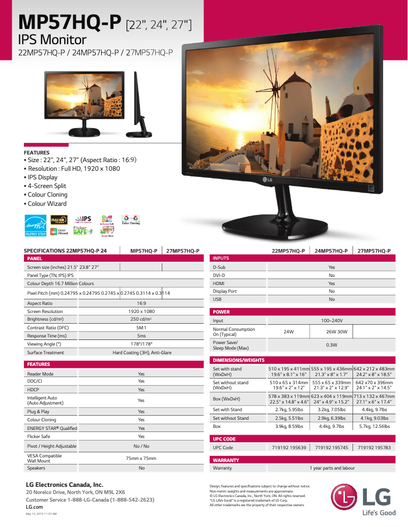 Imagen de la primera página del manual del dispositivo 27MP57HQ