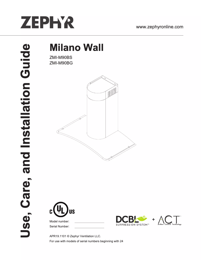 Imagen de la primera página del manual del dispositivo Milano Wall ZMI-M90BS