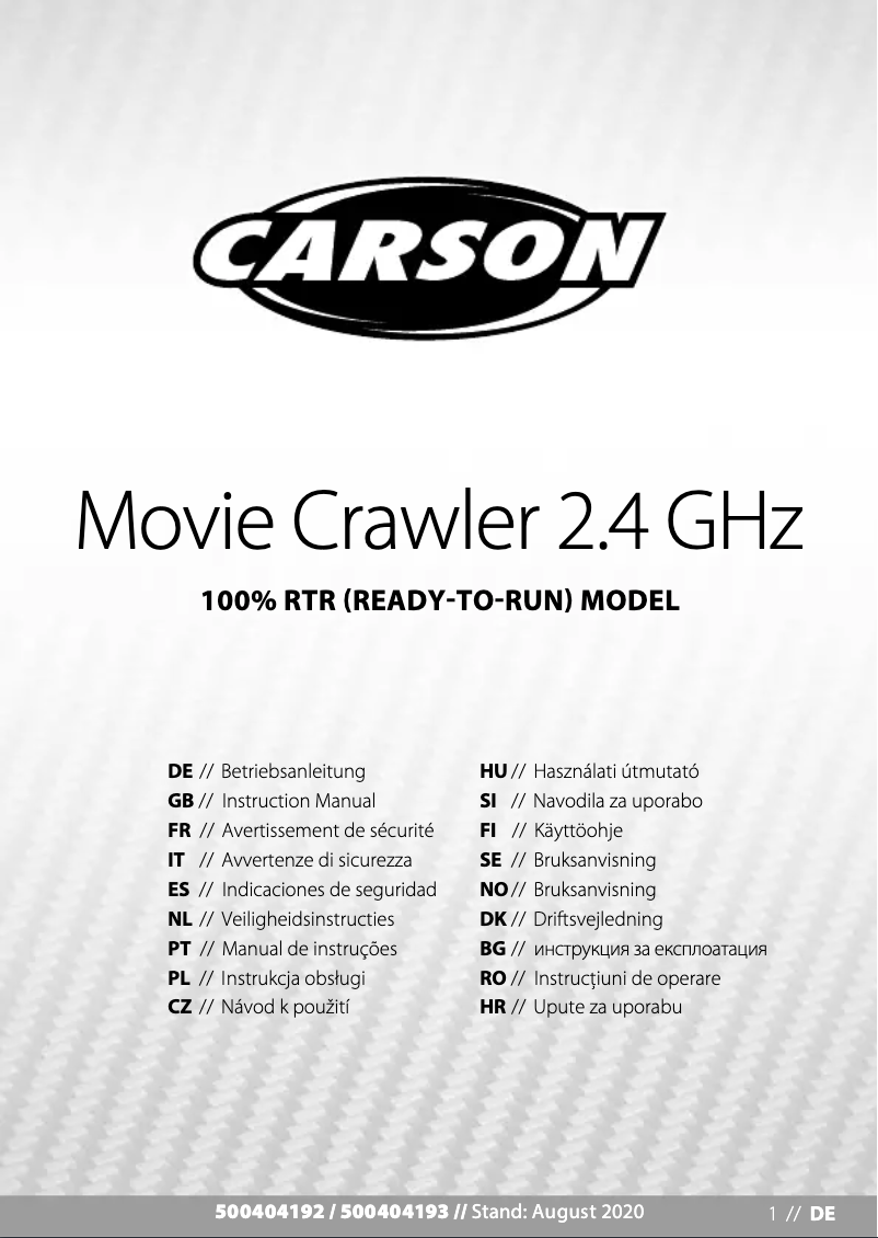 Página 1 del manual Manual de usuario Carson Movie App Crawlee