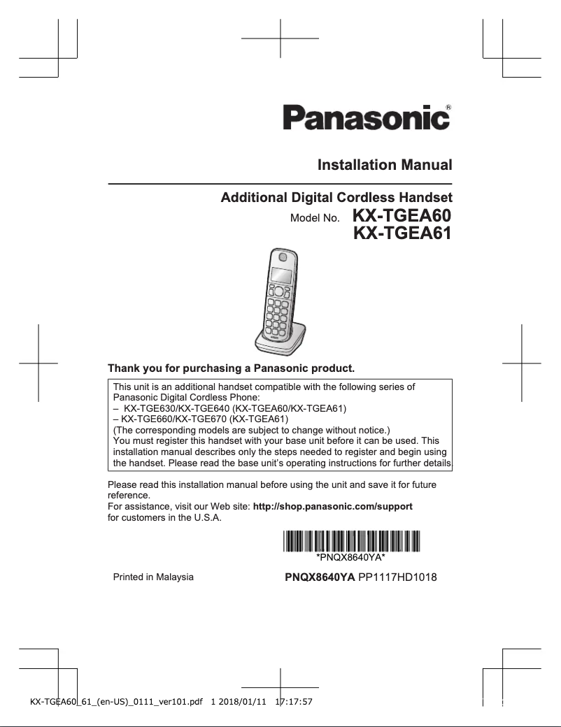 Página 1 del manual Manual de usuario Panasonic KX-TGEA61