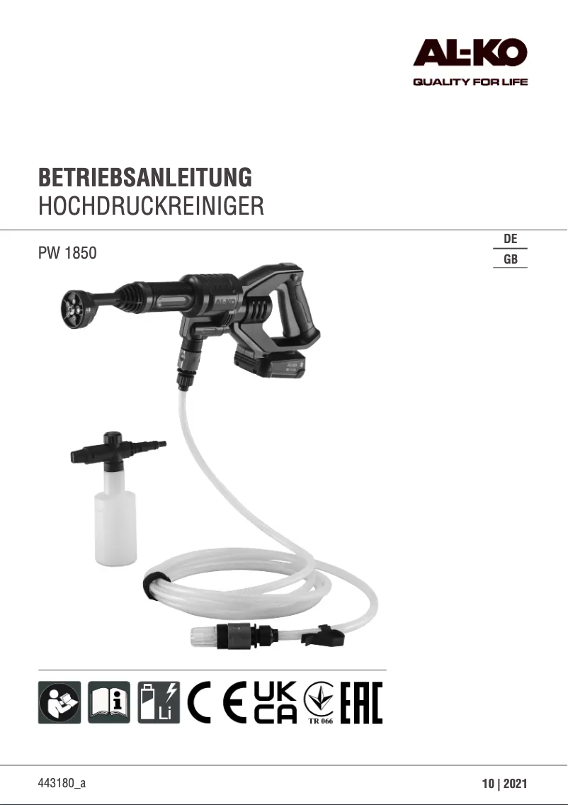 Página nº 1 - Manual de usuario AL-KO PW 1850
