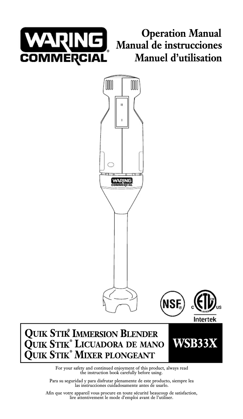Imagen de la primera página del manual del dispositivo WSB33XK
