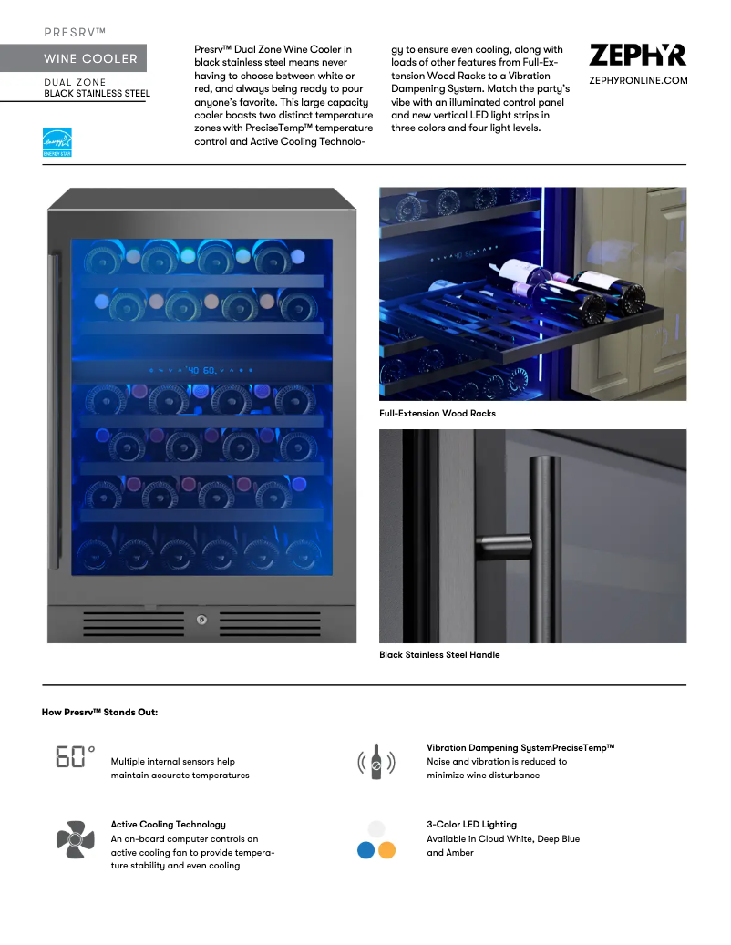 Página 1 del manual Ficha técnica Zephyr Presrv PRW24C02CBSG