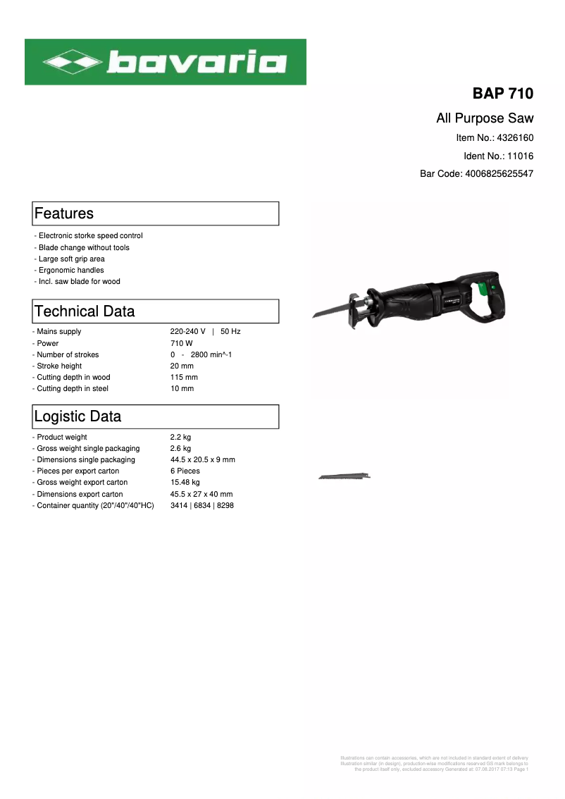 Imagen de la primera página del manual del dispositivo BAP 710