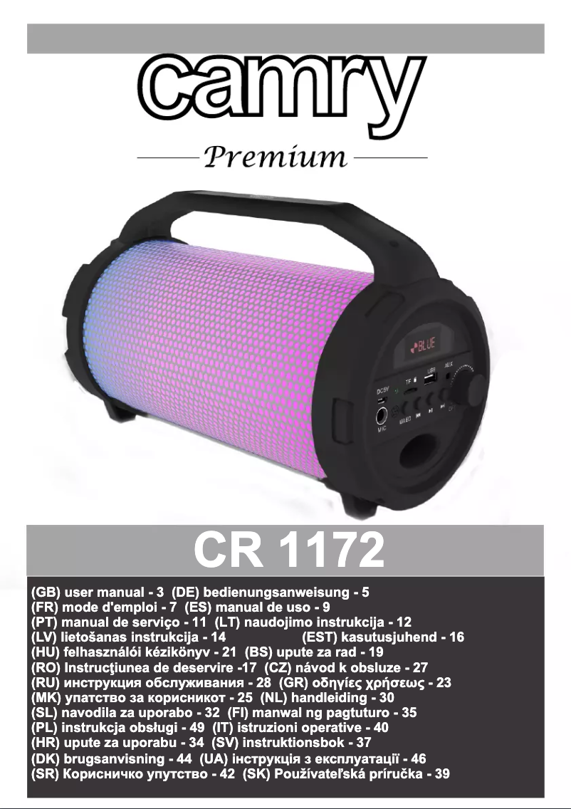 Página 1 del manual Manual de usuario Camry CR 1172