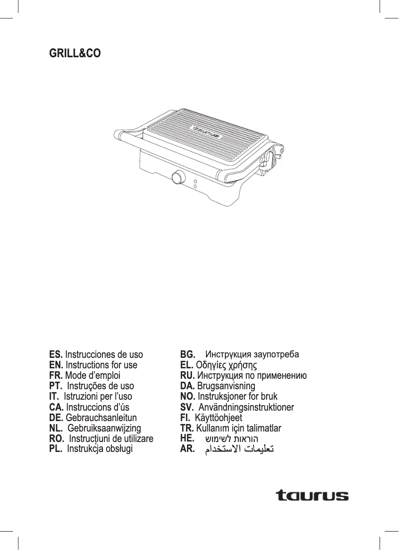 Página 1 del manual Manual de usuario Taurus GRILL & CO