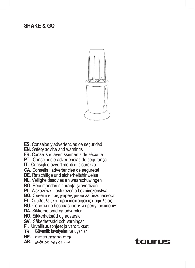Imagen de la primera página del manual del dispositivo Shake & Go