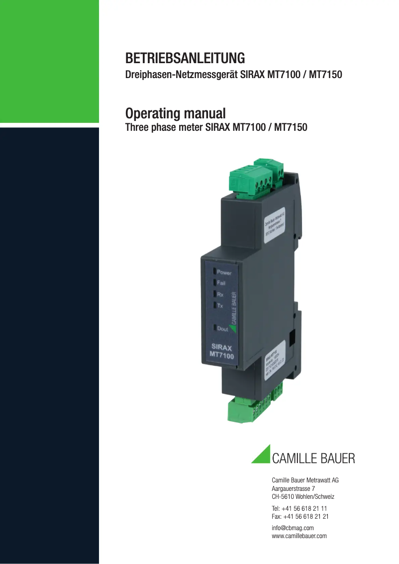 Página nº 1 - Manual de usuario Gossen Metrawatt SIRAX MT7100