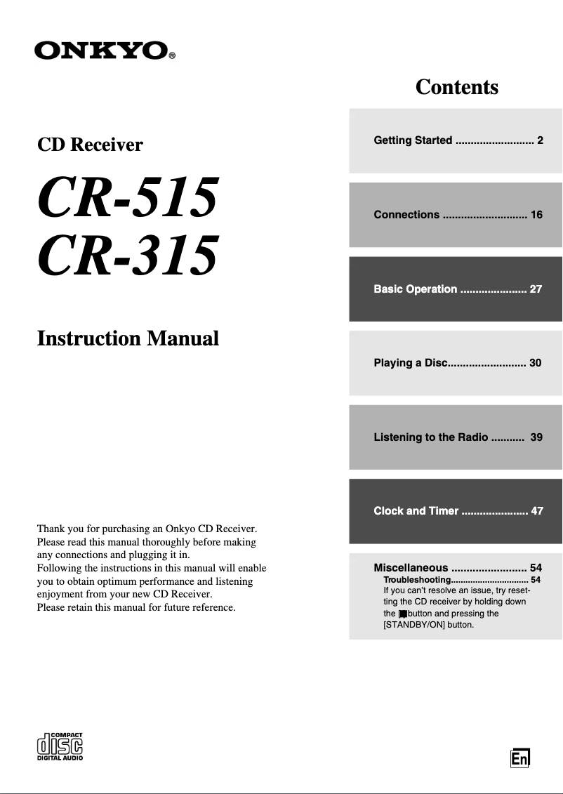 Imagen de la primera página del manual del dispositivo CR-315