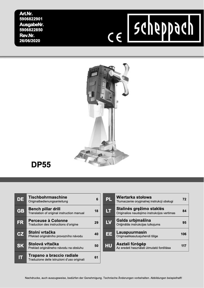 Imagen de la primera página del manual del dispositivo DP55