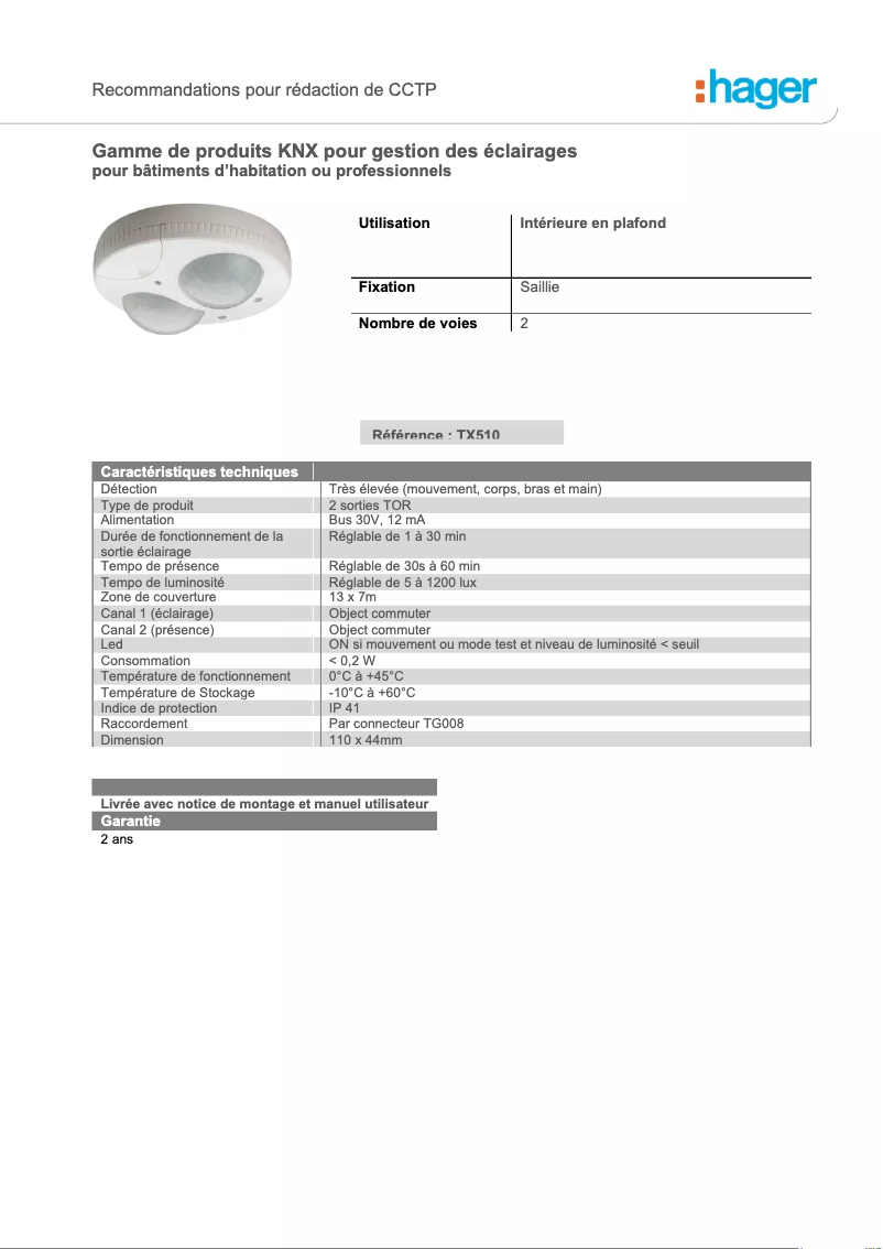 Imagen de la primera página del manual del dispositivo TX510