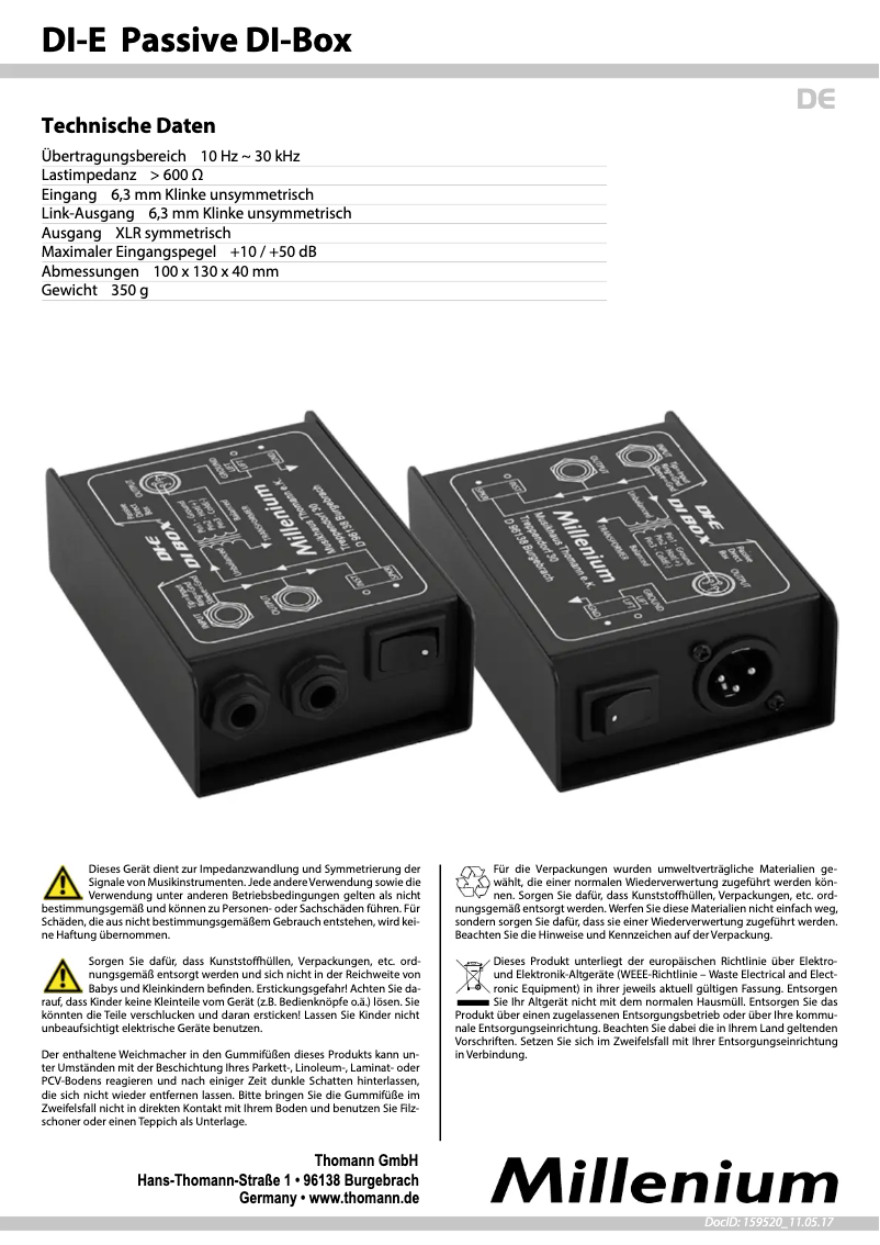 Imagen de la primera página del manual del dispositivo DI-E