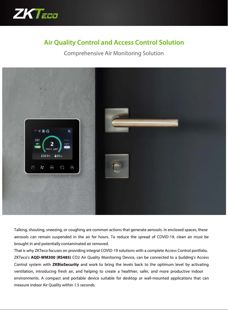 Imagen de la primera página del manual del dispositivo AQD-WM300 (RS485)