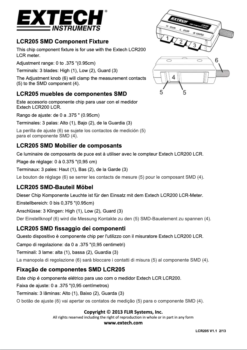 Página 1 del manual Manual de usuario Extech LCR205