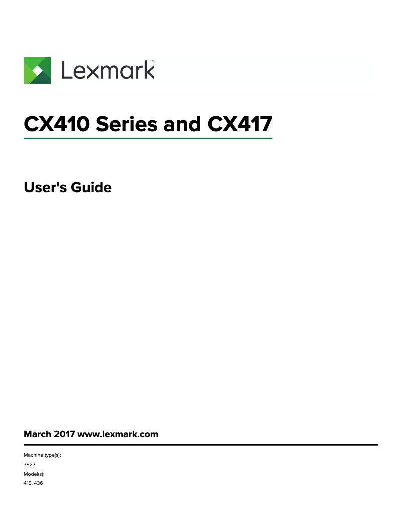 Página nº 1 - Manual de usuario Lexmark CX417DE