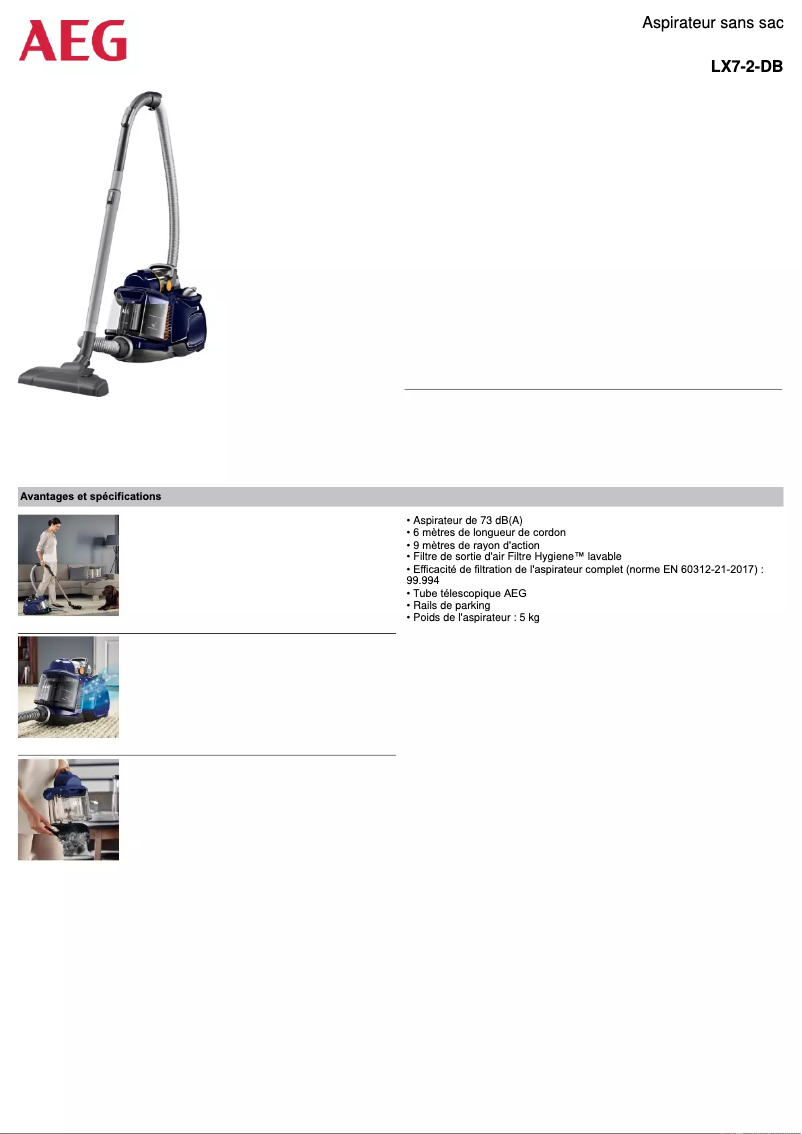 Página 1 del manual Ficha técnica AEG LX7-2-DB