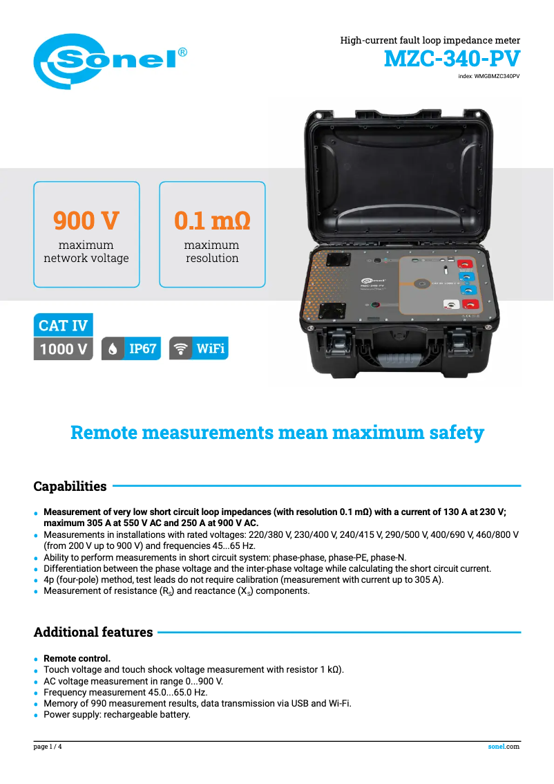 Página nº 1 - Ficha técnica Sonel MZC-340-PV