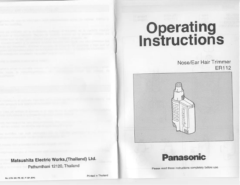 Página 1 del manual Manual de usuario Panasonic ER112