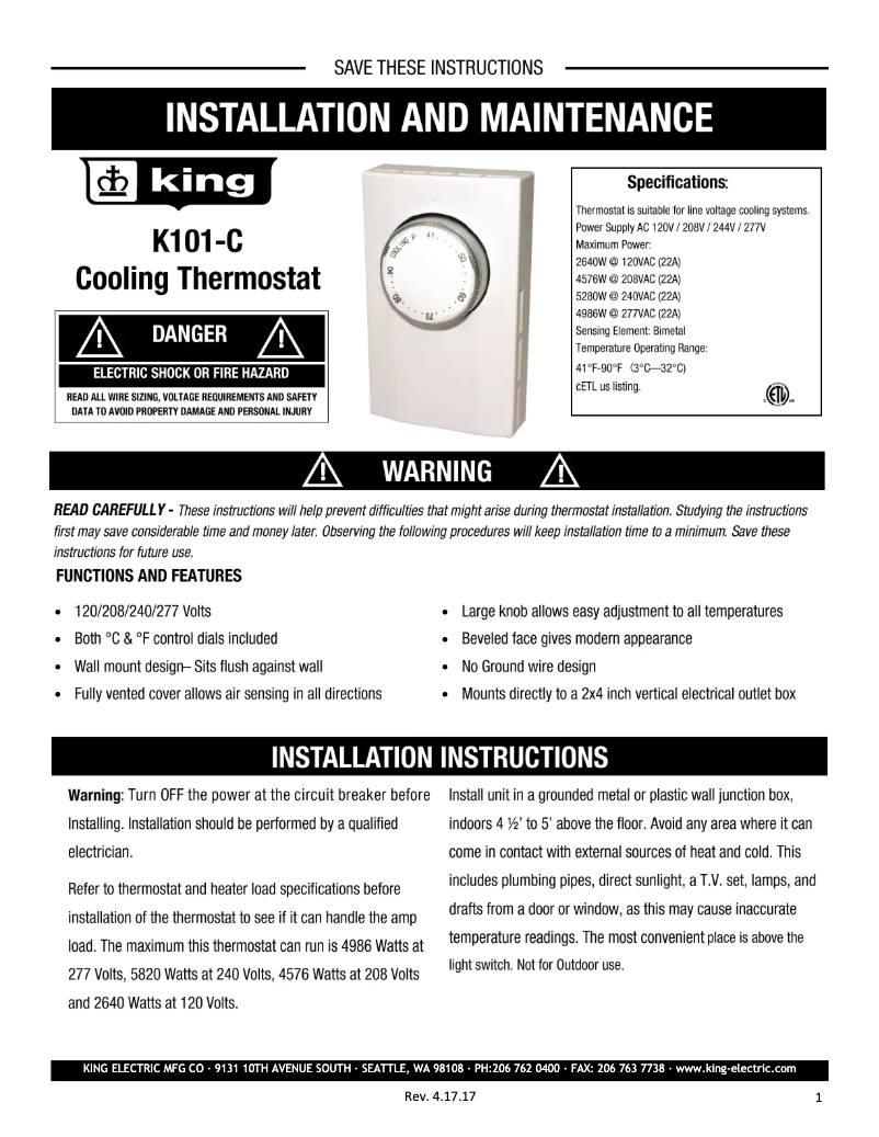 Imagen de la primera página del manual del dispositivo K101-C