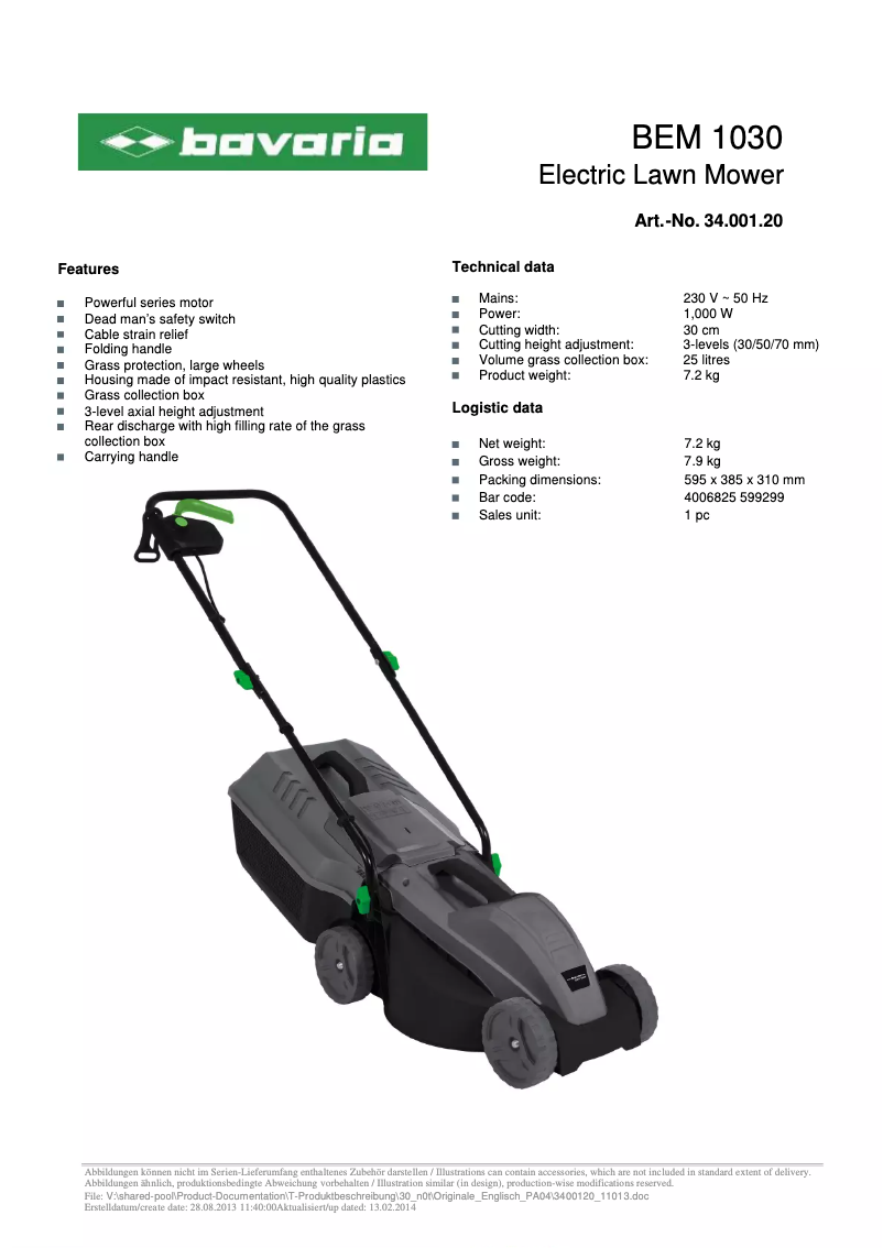 Página nº 1 - Ficha técnica Bavaria BEM 1030