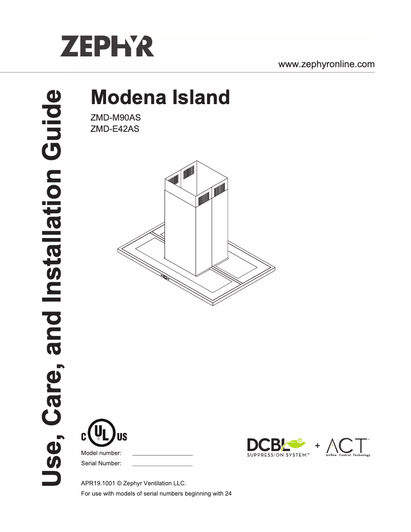 Página nº 1 - Guía de instalación Zephyr ZMDM90AS