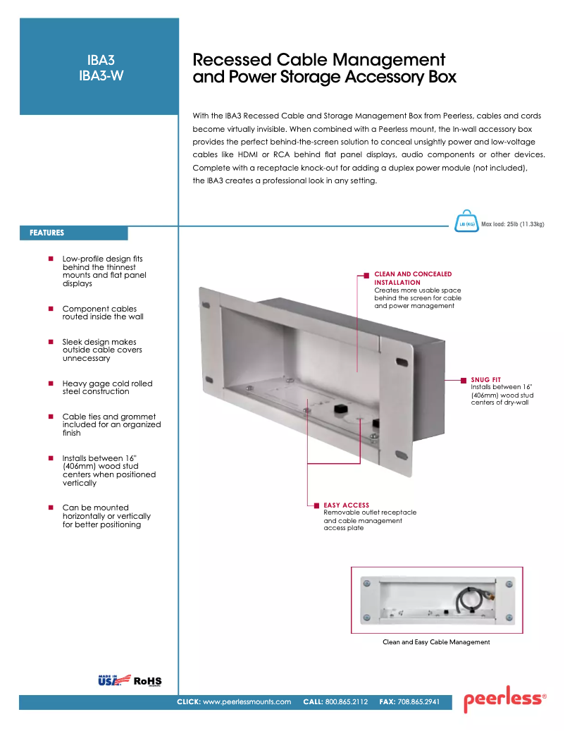 Página 1 del manual Manual de usuario Peerless-AV IBA3