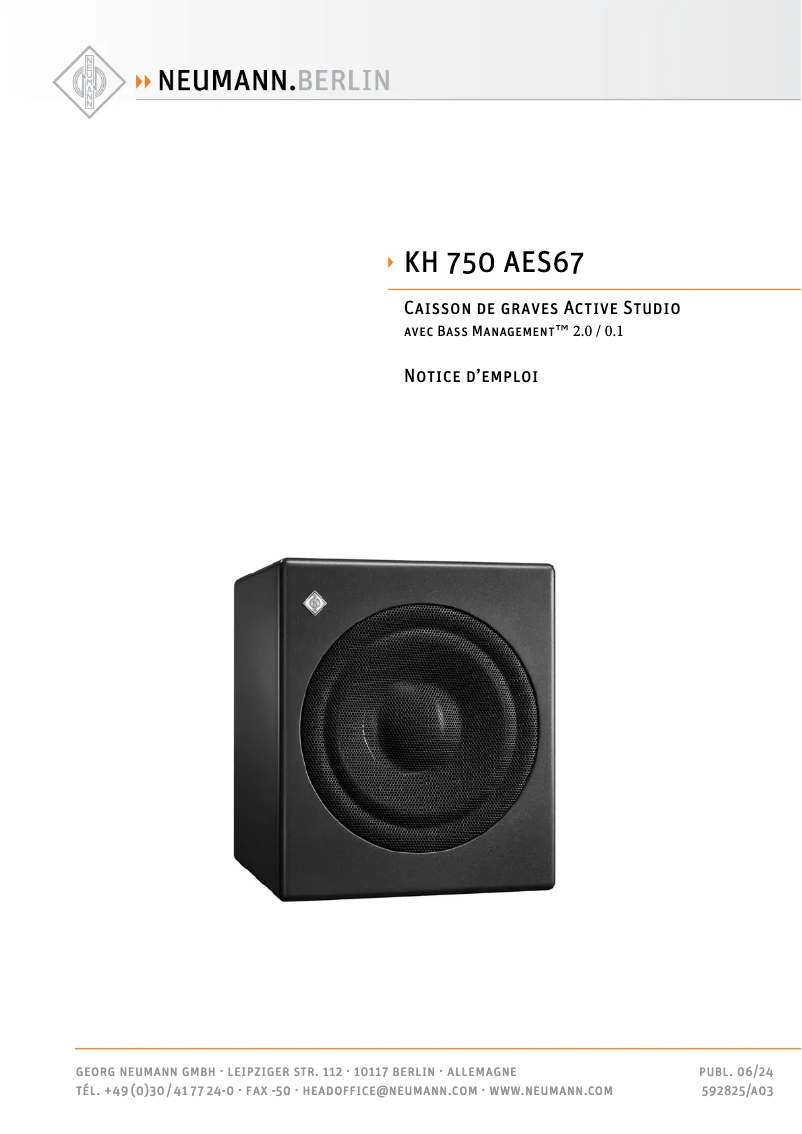 Página nº 1 - Manual de usuario Neumann KH 750 AES67