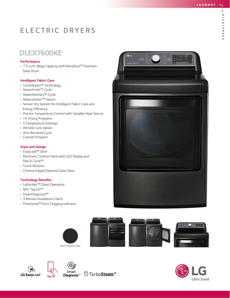 Página 1 del manual Ficha técnica LG DLEX7600KE