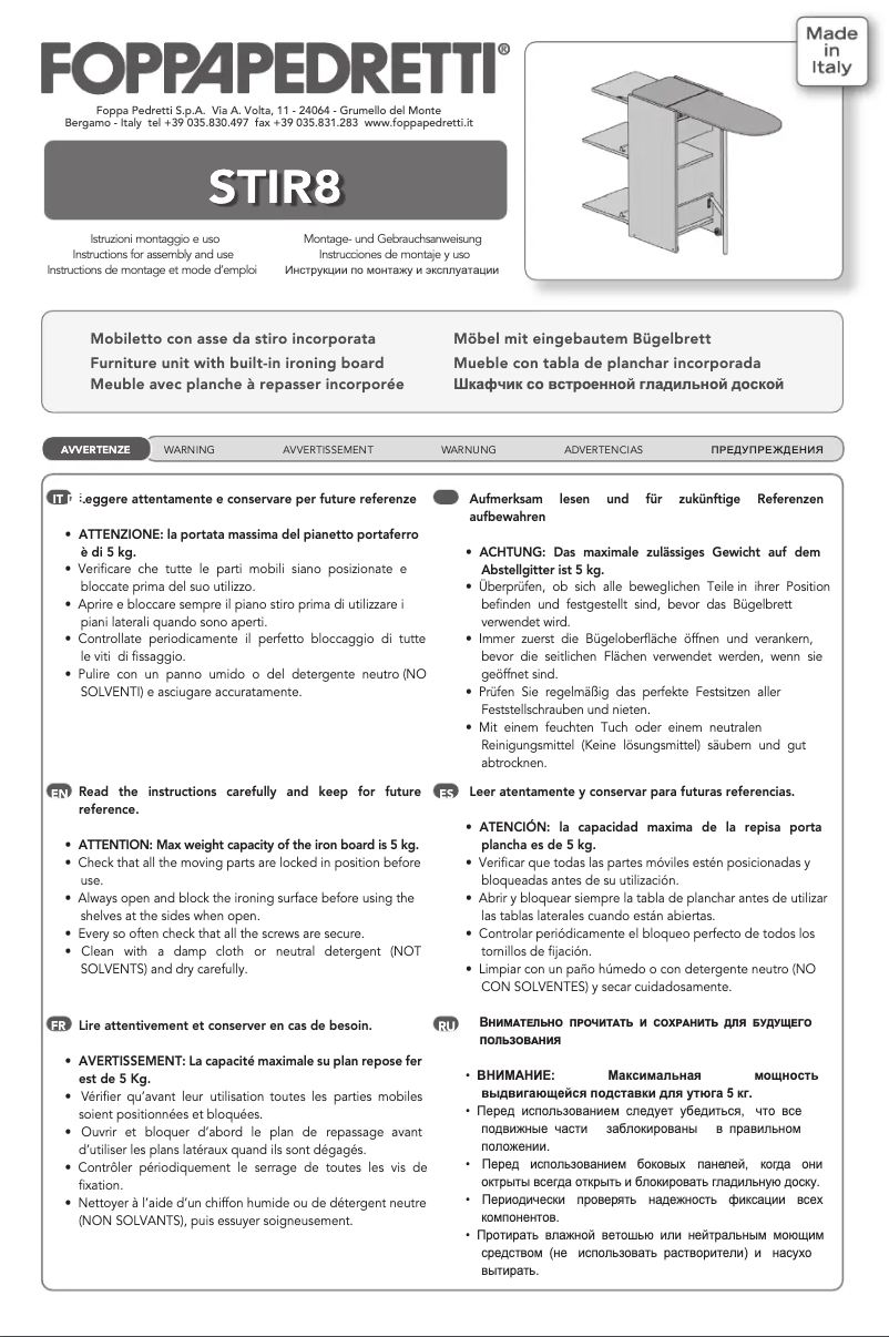 Página 1 del manual Manual de usuario Foppapedretti Stir8