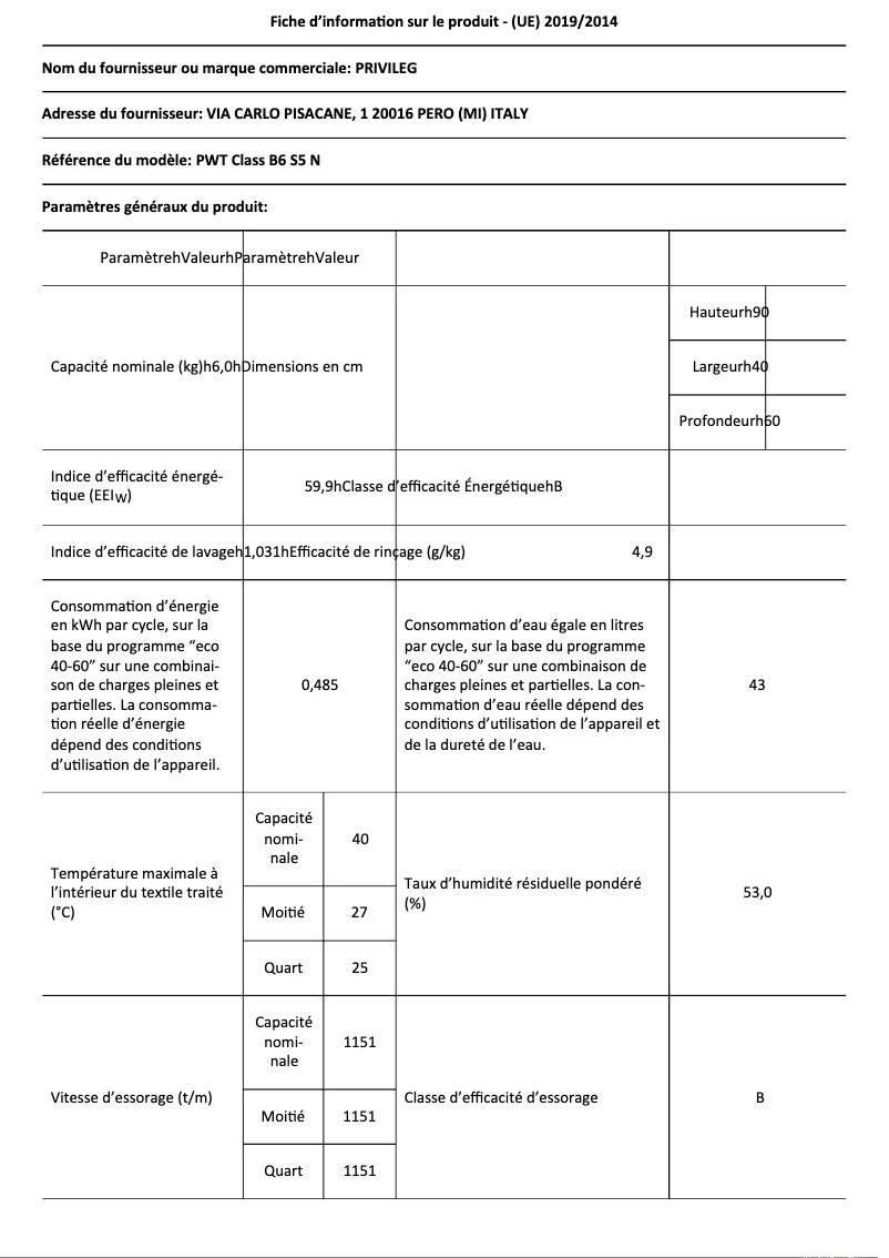 Imagen de la primera página del manual del dispositivo PWT Class B6 S5 N