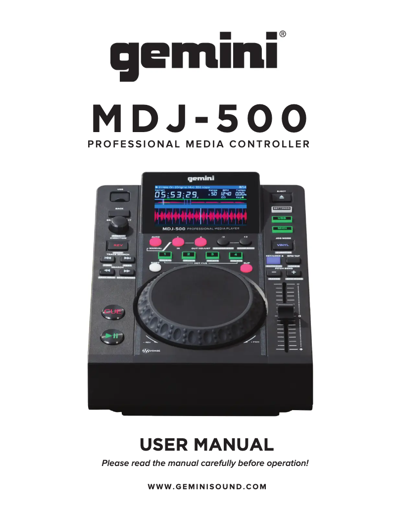 Página nº 1 - Manual de usuario Gemini MDJ-500