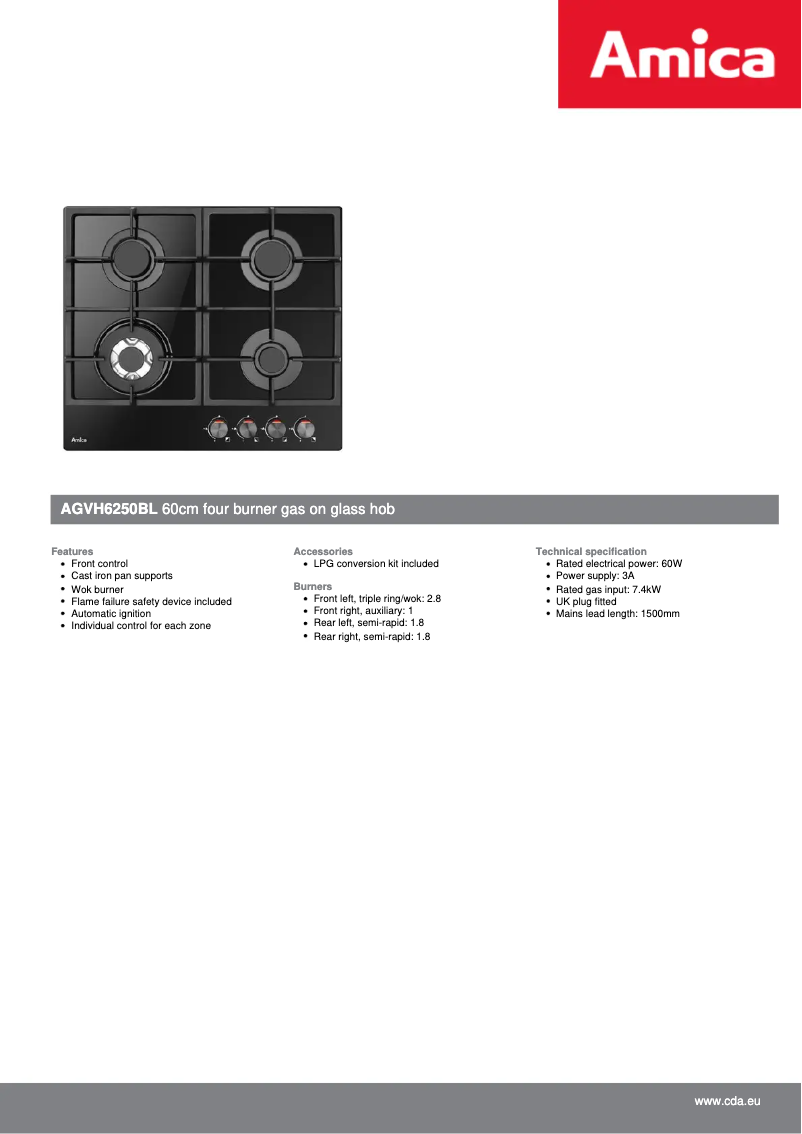 Página nº 1 - Ficha técnica Amica AGVH6250BL