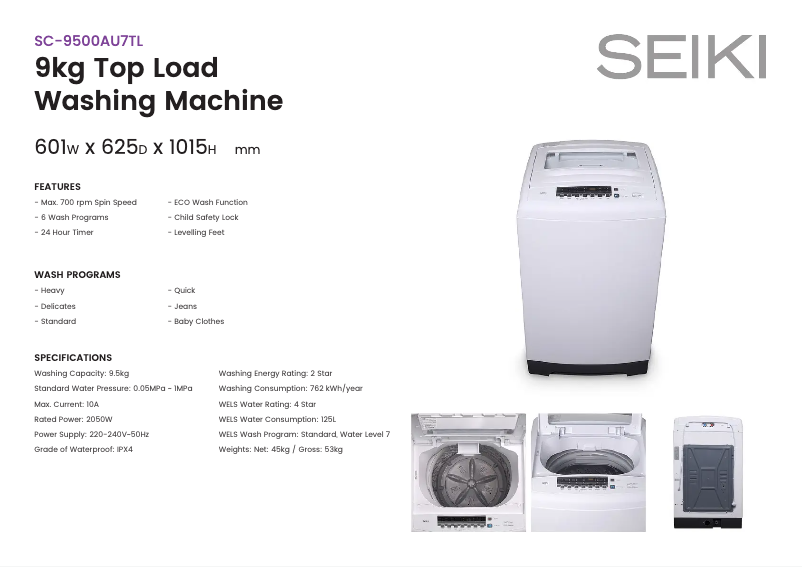 Imagen de la primera página del manual del dispositivo SC-9500AU7TL