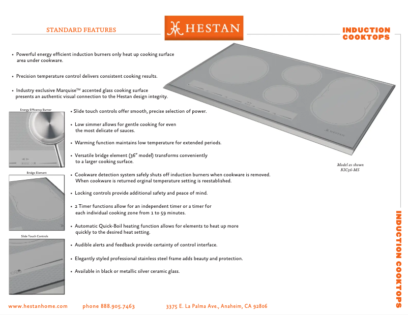 Página 1 del manual Ficha técnica Hestan KIC36-MS