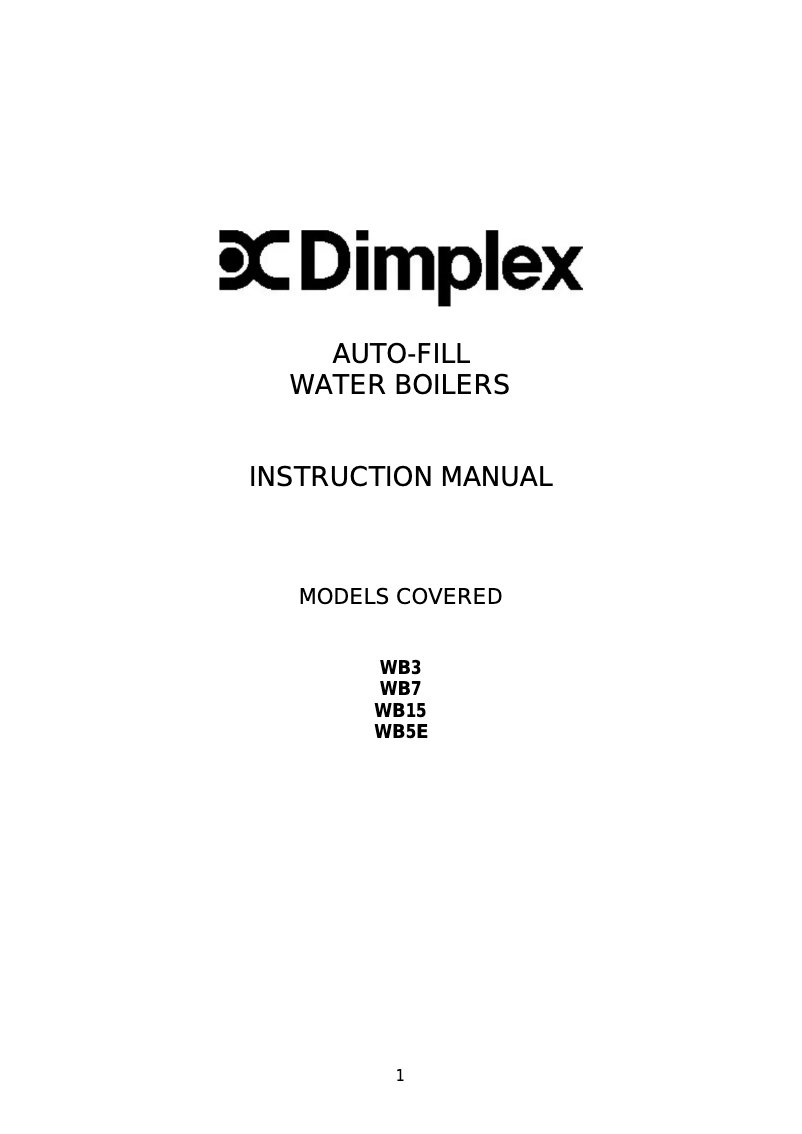 Página 1 del manual Manual de usuario Dimplex WB7