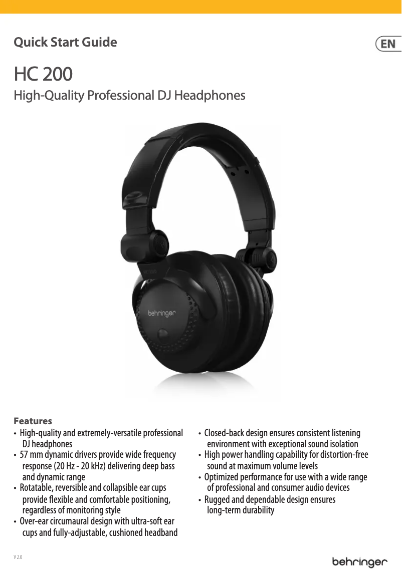 Imagen de la primera página del manual del dispositivo HC 200