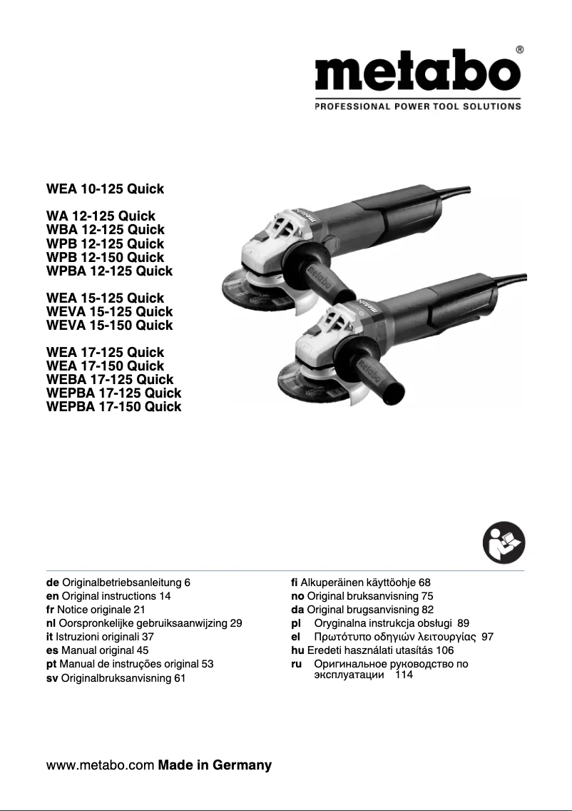 Página nº 1 - Manual de usuario Metabo WA 12-125 Quick