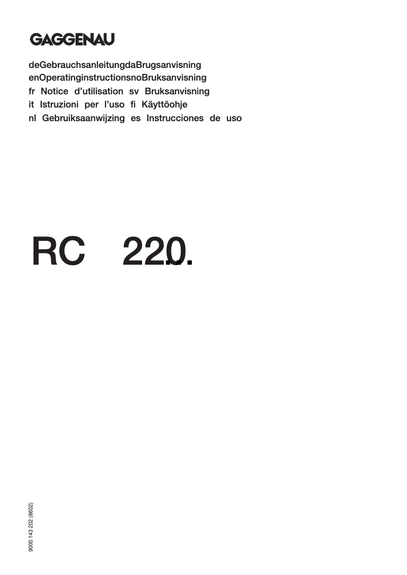Imagen de la primera página del manual del dispositivo RC 220-200