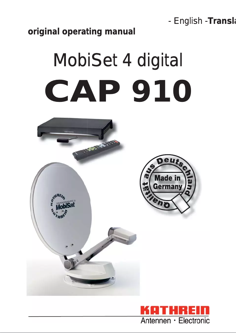 Página 1 del manual Manual de usuario Kathrein MobiSet 4 digital CAP 910