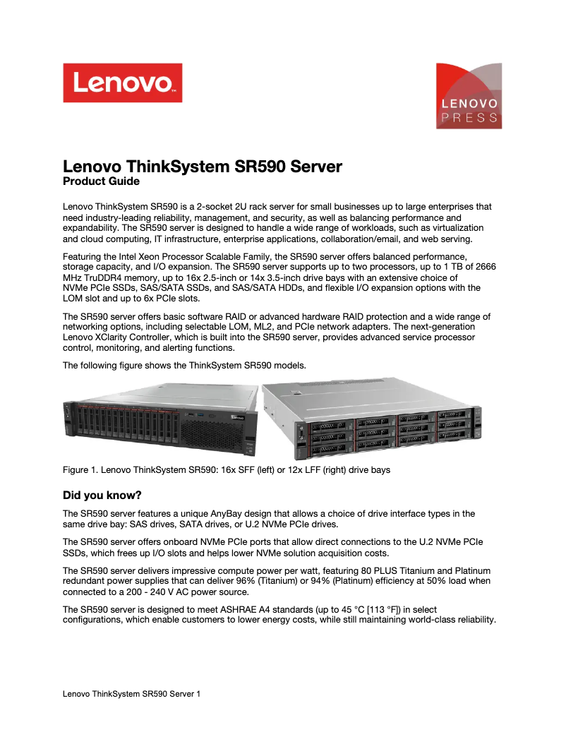 Página nº 1 - Manual de usuario Lenovo ThinkSystem SR590