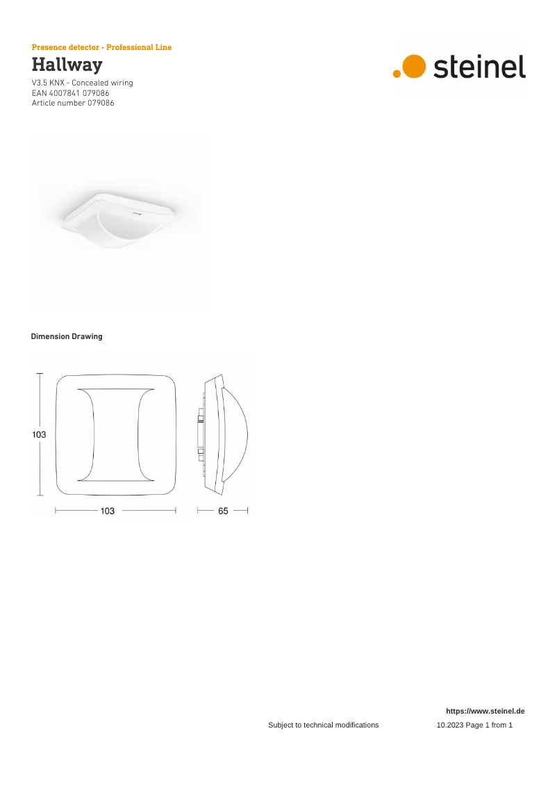 Imagen de la primera página del manual del dispositivo Hallway KNX