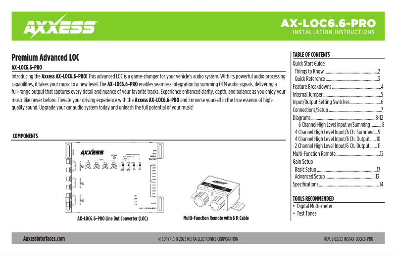 Página nº 1 - Manual de usuario AXESS AX-LOC6.6-PRO
