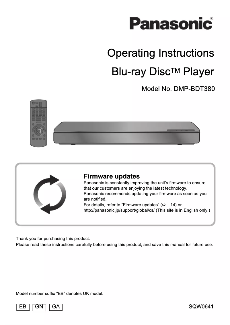 Imagen de la primera página del manual del dispositivo DMP-BDT380GN