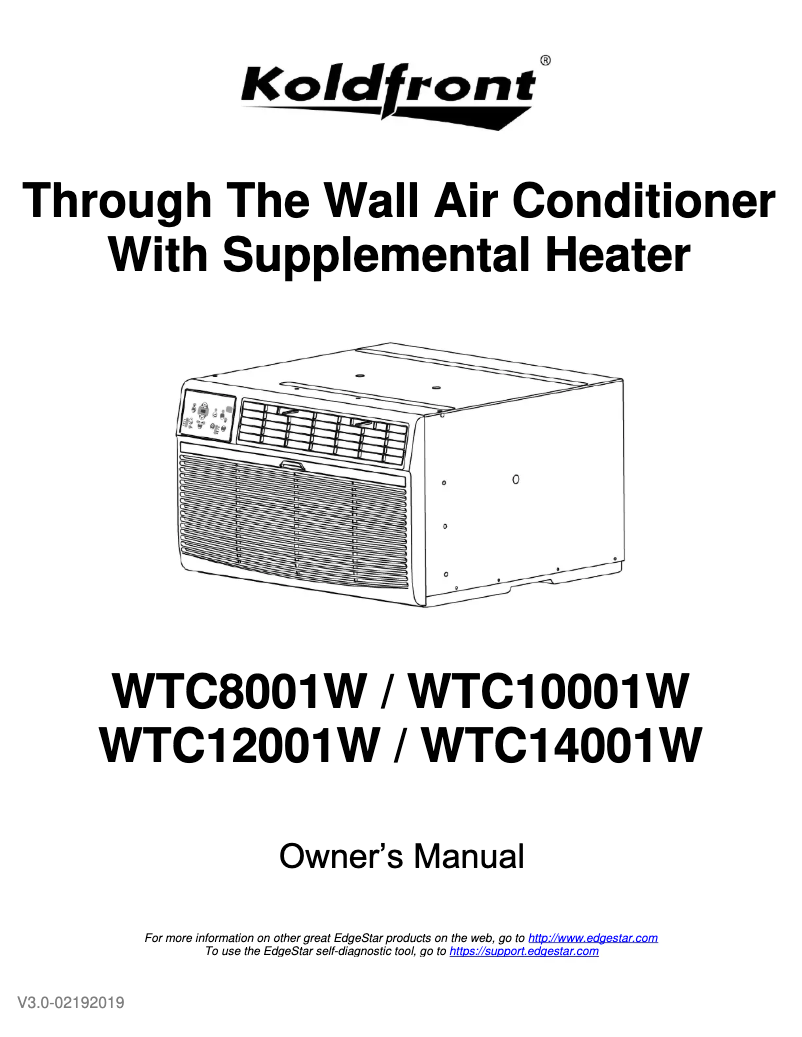 Página 1 del manual Guía de instalación Koldfront WTC12001W